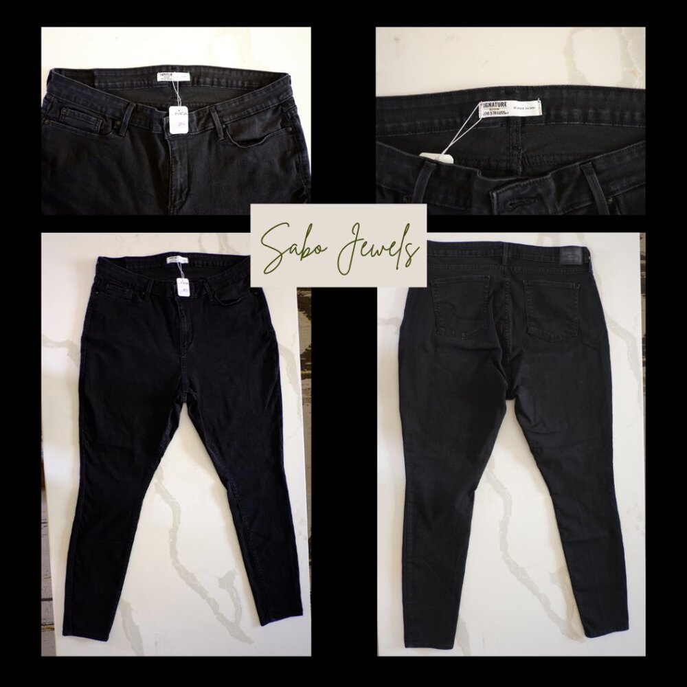 Levi’s Signature Mid-Rise Skinny Jeans 👖 – Black Size 20L (W35 L32)